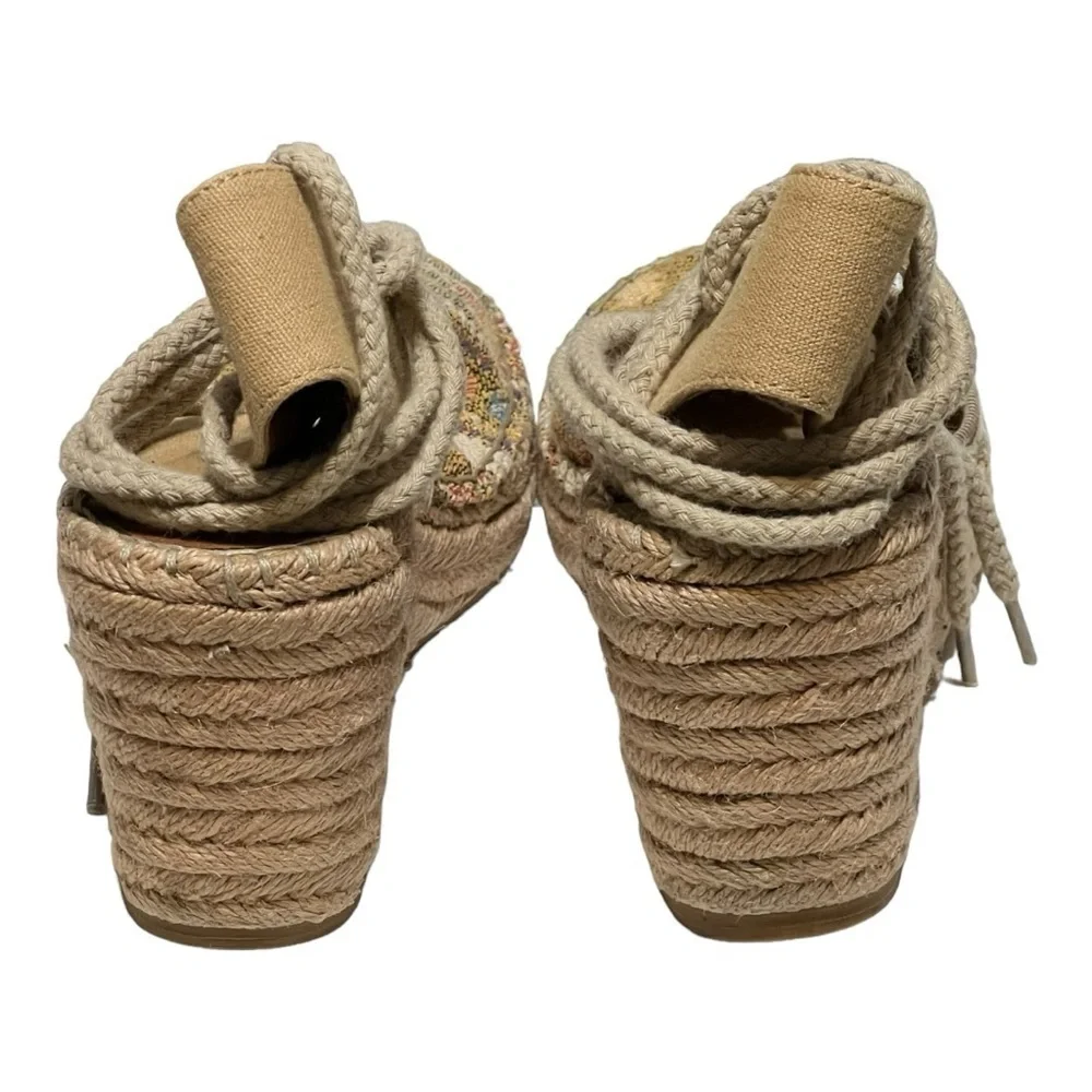 Dolce by Mojo Moxy Lace-Up Embroidery Platform Espadrille Wedge Sandal 8M